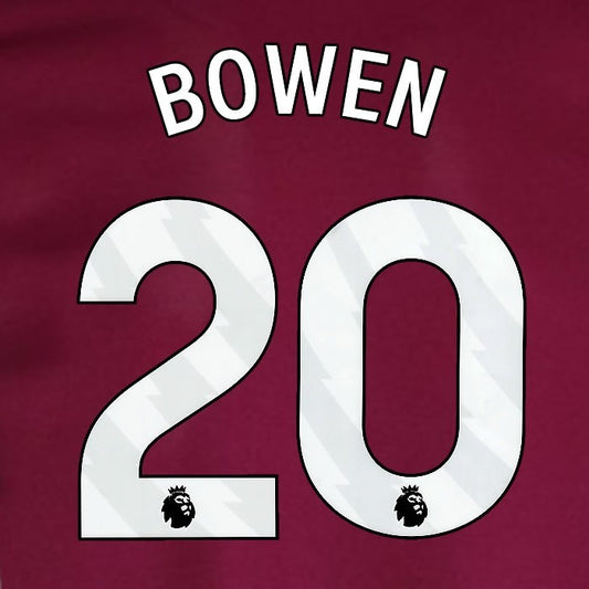 2024 2025 WEST HAM BOWEN 20 OFFICIAL WHITE HOME PLAYER SIZE NAMESET