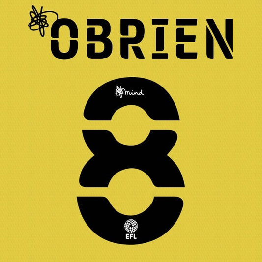HUDDERSFIELD 2020 2021 OFFICIAL OBRIEN 8 3RD PLAYER SIZE NAME SET