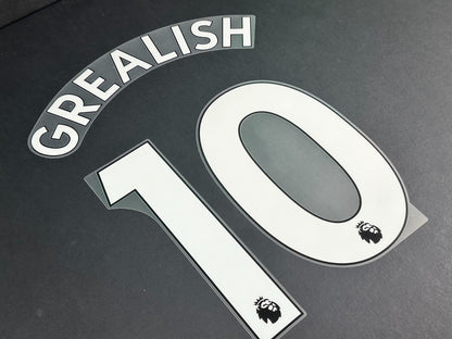 MAN CITY 2019 2023 GREALISH 10 OFFICIAL AVERY DENNISON WHITE PLAYER SIZE NAMESET