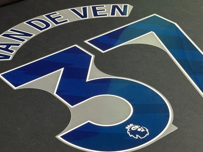 TOTTENHAM 2024/2025 VAN DE VEN 37 AVERY DENNISON BLUE PLAYER SIZE NAME SET