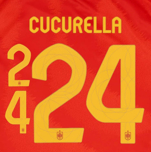 2024 2025 OFFICIAL SPAIN CUCURELLA 24 HOME PLAYER SIZE NAMESET