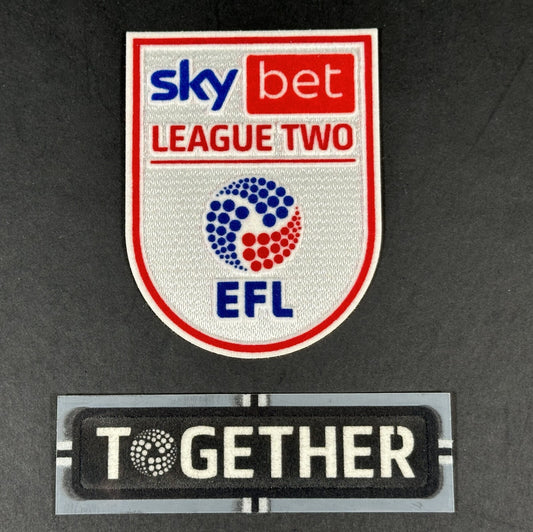 2023 2024 EFL SKY BET LEAGUE TWO & TOGETHER OFFICIAL FELT FLOCK SLEEVE PATCHES