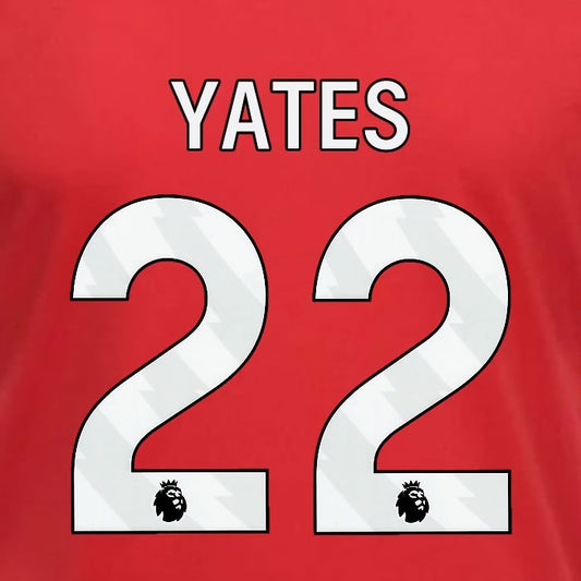 2023 2024 OFFICIAL NOTTINGHAM YATES 22 WHITE HOME PLAYER SIZE NAMESET