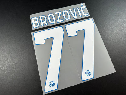 INTER MILAN 2020 2021 BROZOVIC 77 OFFICIAL HOME WHITE PLAYER SIZE NAMESET