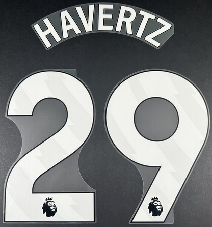 ARSENAL 2023 2025 HAVERTZ 29 OFFICIAL AVERY DENNISON WHITE PLAYER SIZE NAME SET