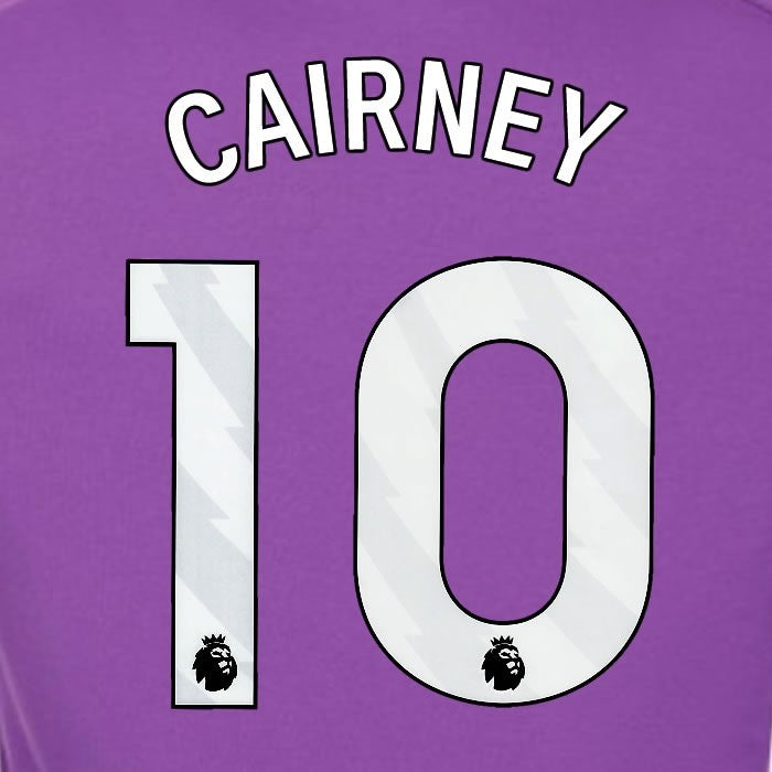 2024 2025 OFFICIAL FULHAM CAIRNEY 10 WHITE 3RD PLAYER SIZE NAMESET