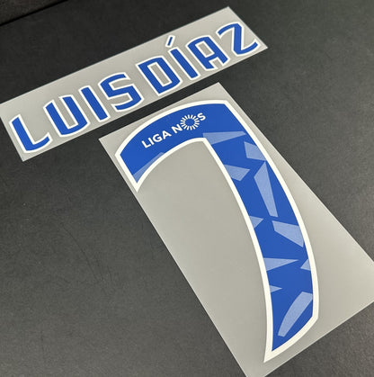 FC PORTO 2019 2021 OFFICIAL LUIS DIAZ 7 AWAY PLAYER SIZE NAMESET.
