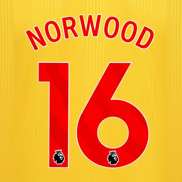 2023 2024 SHEFFIELD UNITED OFFICIAL NORWOOD 16 RED AWAY PLAYER SIZE NAMESET