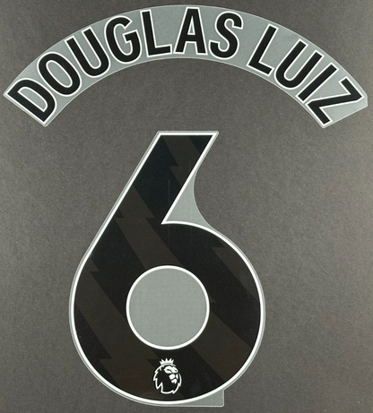 2023 2024 ASTON VILLA DOUGLAS LUIZ 6 OFFICIAL BLACK AWAY PLAYER SIZE NAMESET