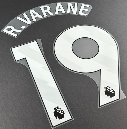 MAN UTD 2025 2026 R. VARANE 19 OFFICIAL AVERY DENNISON WHITE PLAYER SIZE NAMESET