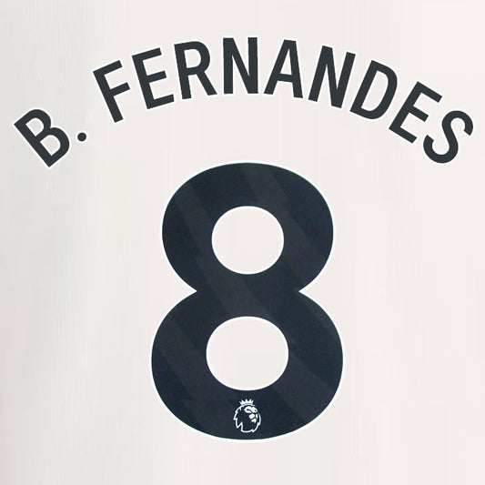 MAN UTD 2023 2024 B. FERNANDES 8 OFFICIAL AVERY DENNISON BLACK PLAYER SIZE SET