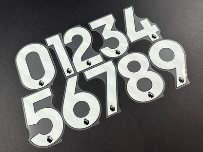 2023 2024 OFFICIAL AVERY DENNISON PREMIER LEAGUE WHITE SHORTS NUMBERS