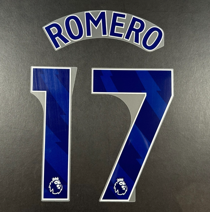 TOTTENHAM 2025 2026 ROMERO 17 OFFICIAL AVERY DENNISON BLUE PLAYER SIZE NAME SET
