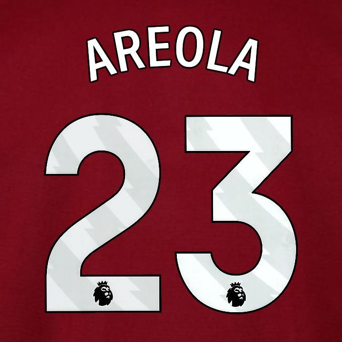 2025 2026 WEST HAM AREOLA 23 OFFICIAL WHITE HOME PLAYER SIZE NAMESET