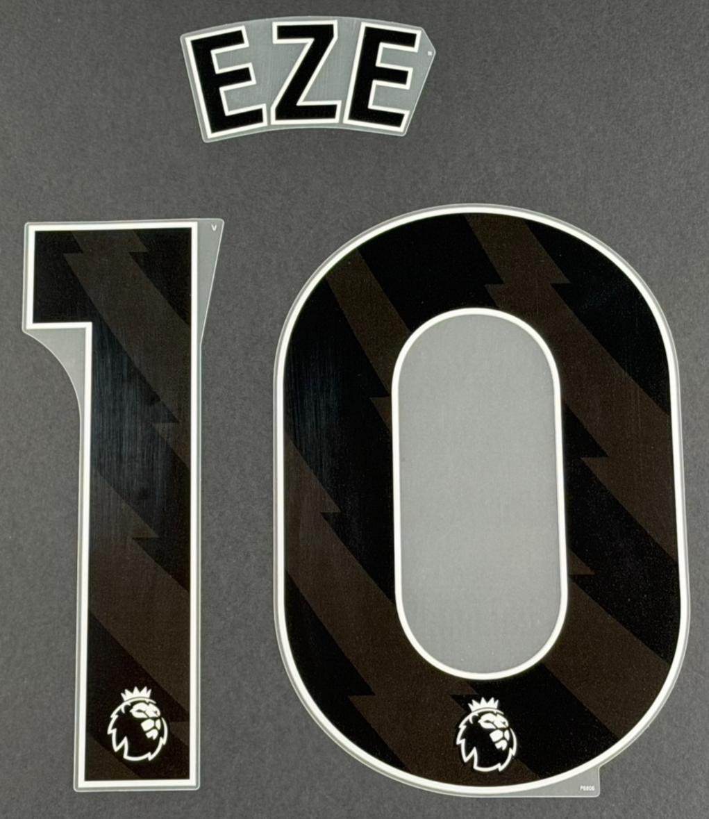 ARSENAL 2025/2026   EZE 10   OFFICIAL AVERY DENNISON BLACK PLAYER SIZE NAME SET