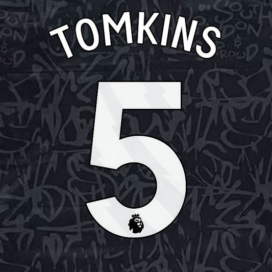 2023 2024 OFFICIAL CRYSTAL PALACE TOMKINS 5 WHITE 3RD PLAYER SIZE NAMESET