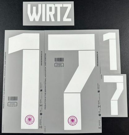 GERMANY 2023-2025 OFFICIAL NAME & NUMBERING WIRTZ 17 AWAY PLAYER SIZE NAMESET