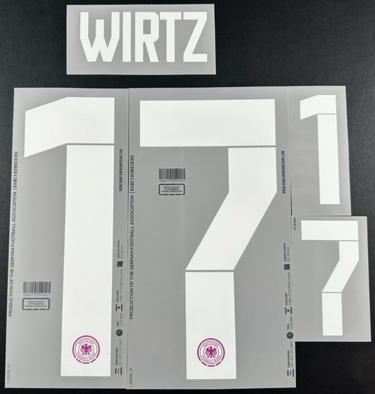 GERMANY 2023-2025 OFFICIAL NAME & NUMBERING WIRTZ 17 AWAY PLAYER SIZE NAMESET