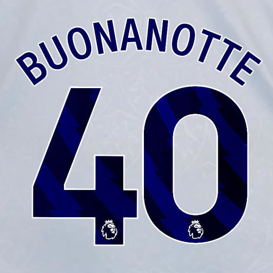 2024 2025 OFFICIAL LEICESTER CITY BUONANOTTE 40 BLUE 3RD PLAYER SIZE NAME SET