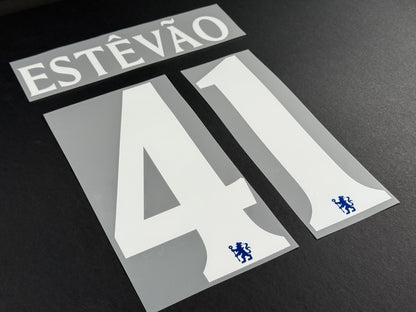 2025 2026 OFFICIAL CHELSEA ESTEVAO 41 HOME CUP PRINT PLAYER SIZE NAMESET