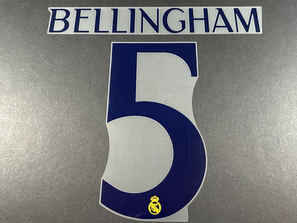 2023 2024 AVERY DENNISON REAL MADRID BELLINGHAM 5 HOME PLAYER SIZE NAMESET