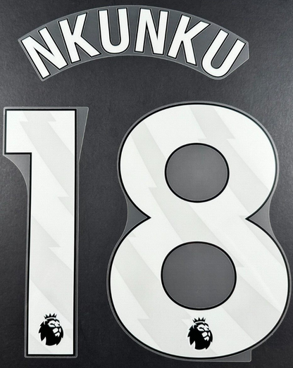 CHELSEA 2024 2025 NKUNKU 18 OFFICIAL AVERY DENNISON WHITE PLAYER SIZE NAME SET