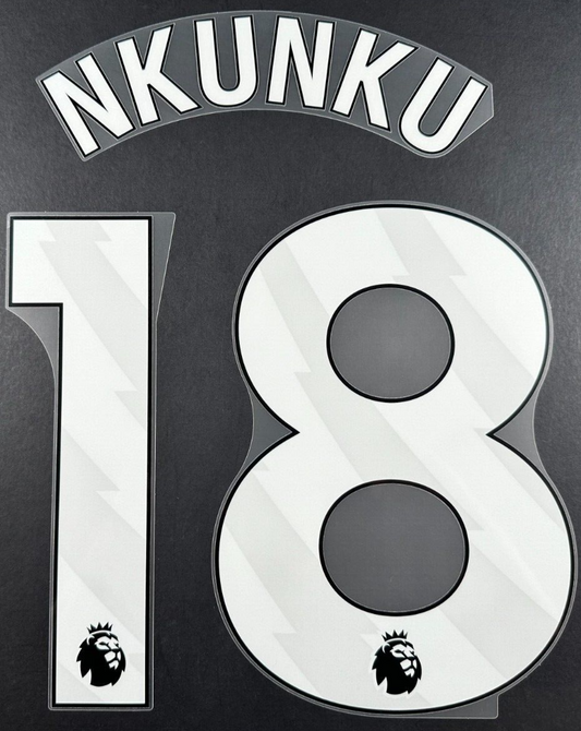 CHELSEA 2024 2025 NKUNKU 18 OFFICIAL AVERY DENNISON WHITE PLAYER SIZE NAME SET