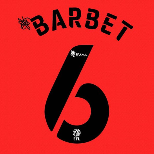 QPR 2020 2021 OFFICIAL BARBET 6 AWAY PLAYER SIZE NAME SET