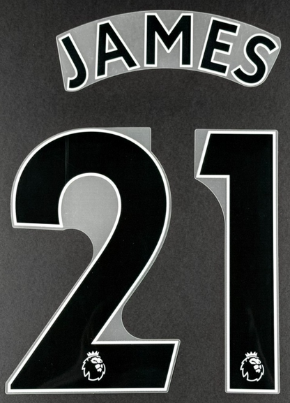 MAN UTD 1923/2023 JAMES 21 OFFICIAL AVERY DENNISON BLACK PLAYER SIZE NAME SET