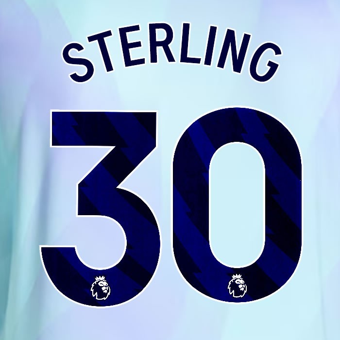 2024 2025 ARSENAL STERLING 30 BLUE 3RD OFFICIAL PLAYER SIZE NAMESET