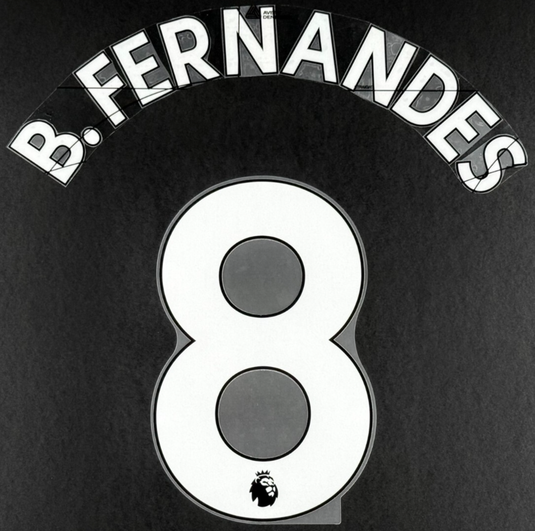 MAN UTD 19/23 B. FERNANDES 8 OFFICIAL AVERY DENNISON WHITE PLAYER SIZE NAME SET