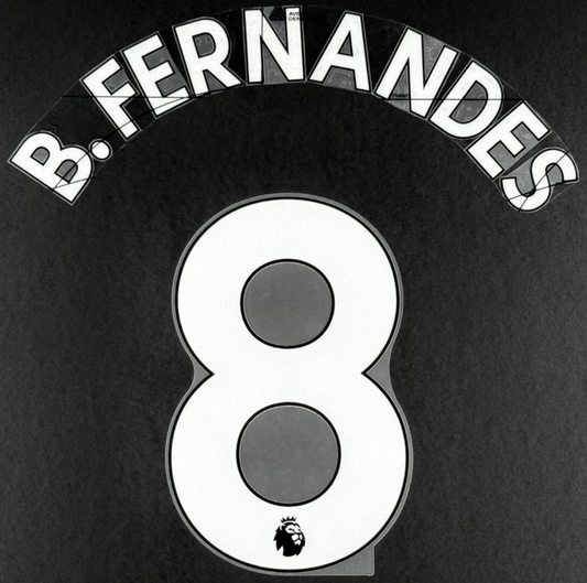 MAN UTD 19/23 B. FERNANDES 8 OFFICIAL AVERY DENNISON WHITE PLAYER SIZE NAME SET