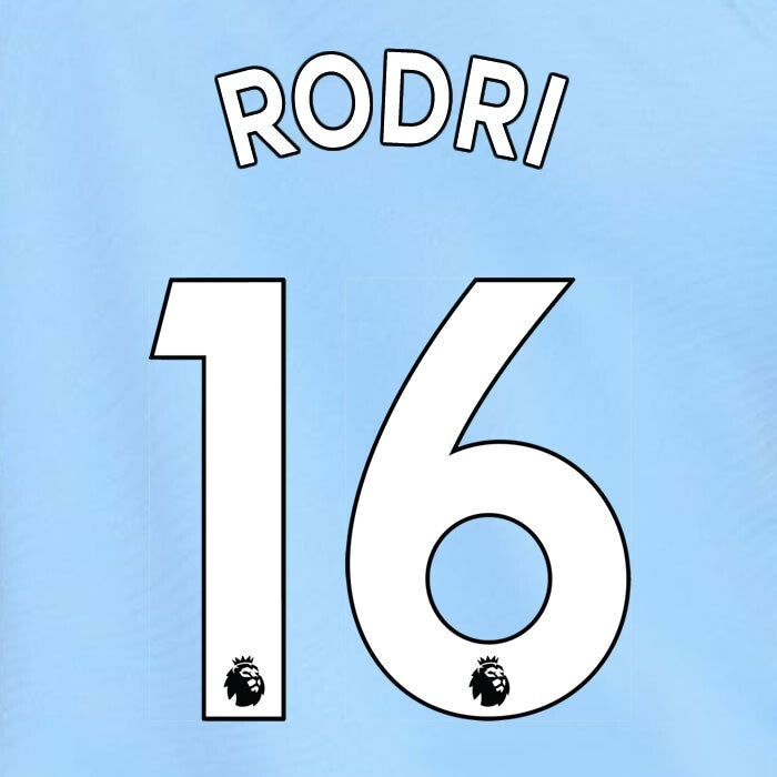 MAN CITY 2019-23 RODRI 16 OFFICIAL AVERY DENNISON WHITE PLAYER SIZE NAME SET