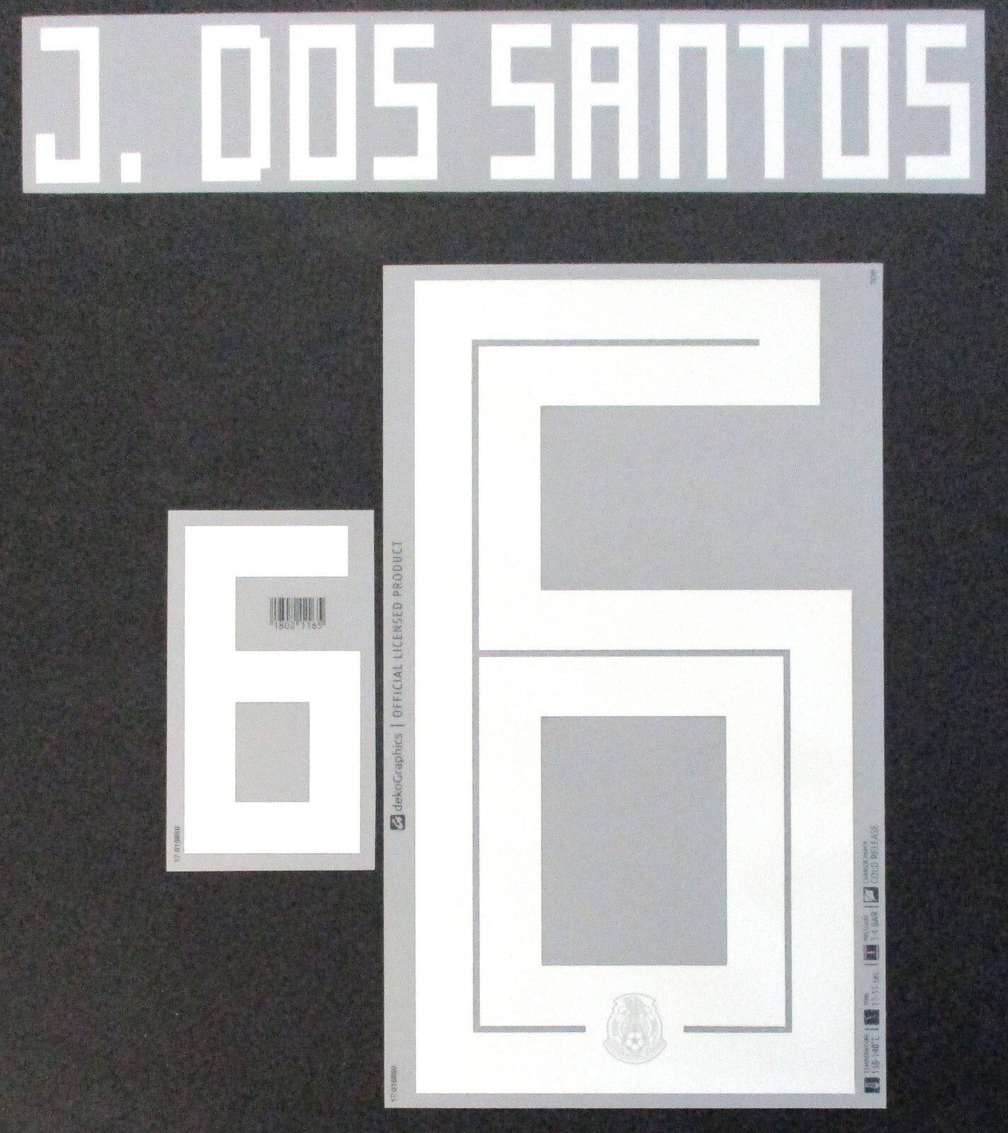 2018 2019 OFFICIAL MEXICO J. DOS SANTOS 6 HOME PLAYER SIZE NAMESET