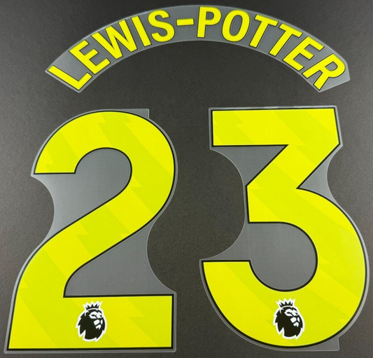 2024 2025 BRENTFORD LEWIS - POTTER 23 OFFICIAL YELLOW THIRD PLAYER SIZE NAMESET