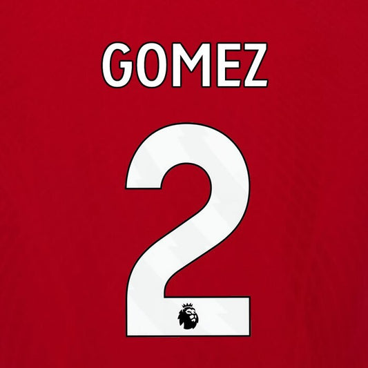 2023 2024 OFFICIAL LIVERPOOL GOMEZ 2 WHITE HOME PLAYER SIZE NAMESET