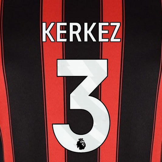 2023 2024 BOURNEMOUTH KERKEZ 3 WHITE HOME PLAYER SIZE NAME SET