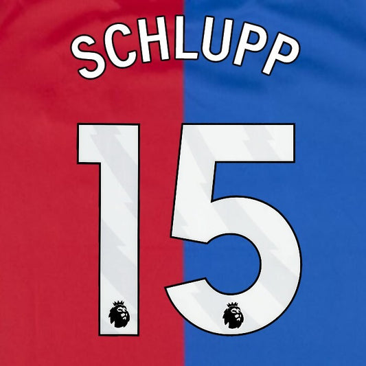 2023 2024 OFFICIAL CRYSTAL PALACE SCHLUPP 15 WHITE HOME PLAYER SIZE NAMESET