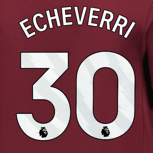 2024 2025 MANCHESTER CITY ECHEVERRI 30 WHITE 3RD PLAYER SIZE NAME SET