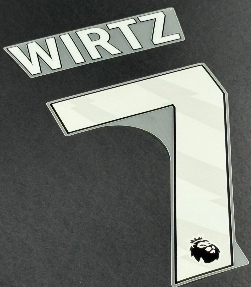 LIVERPOOL 2025/26 WIRTZ 7 OFFICIAL AVERY DENNISON WHITE KIDS SIZE NAME SET