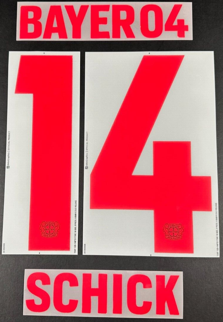 2023 2024 DekoGraphics BAYER LEVERKUSEN SCHICK 14 HOME PLAYER SIZE NAME SET