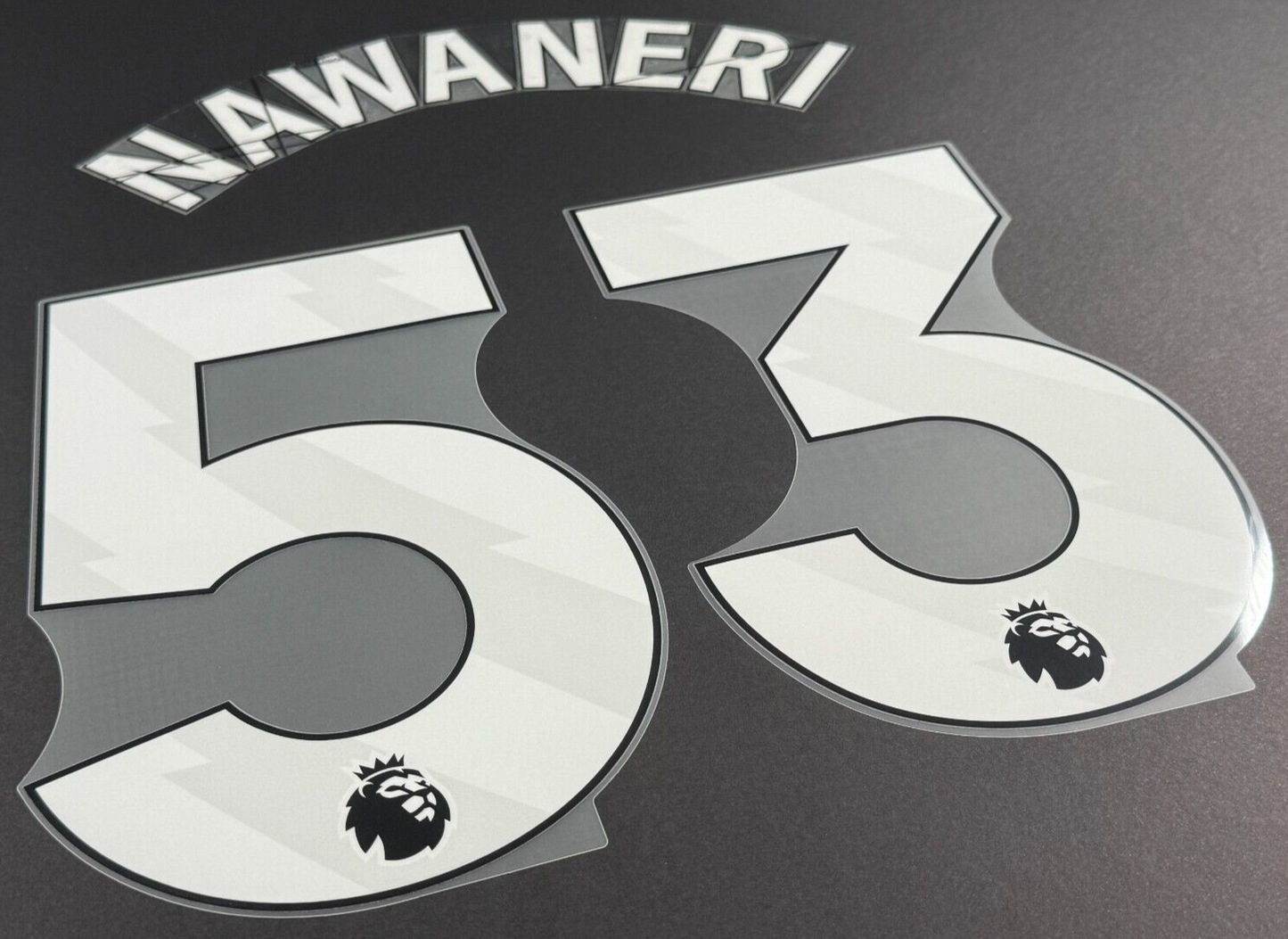 ARSENAL 2024/25 NAWANERI 53 OFFICIAL AVERY DENNISON WHITE PLAYER SIZE NAME SET