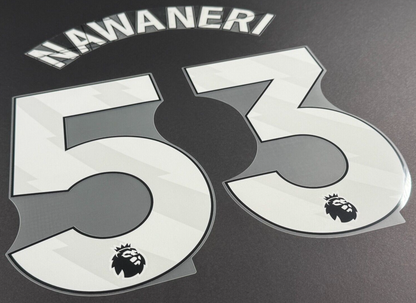 ARSENAL 2024/25 NAWANERI 53 OFFICIAL AVERY DENNISON WHITE PLAYER SIZE NAME SET