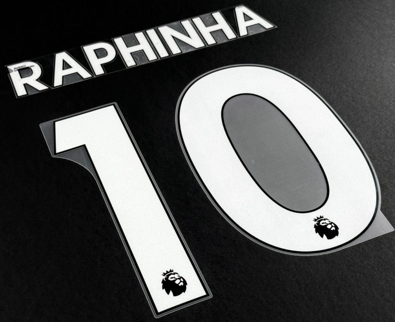 LEEDS UNITED 1923 RAPHINHA 10 OFFICIAL AVERY DENNISON WHITE PLAYER SIZE NAME SET