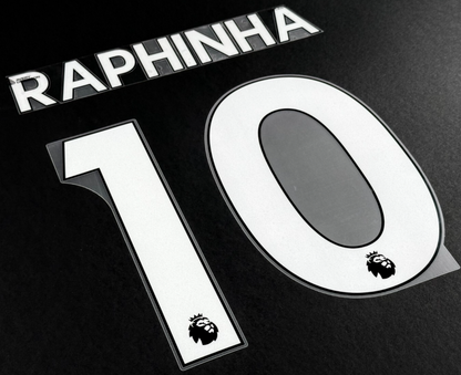 LEEDS UNITED 1923 RAPHINHA 10 OFFICIAL AVERY DENNISON WHITE PLAYER SIZE NAME SET