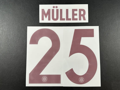 2024 2025 OFFICIAL BAYERN MULLER 25 THIRD 3RD UCL RED PLAYER SIZE NAMESET