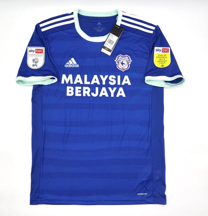 BNWT 2020 2021 ADIDAS CARDIFF CITY HOME SHIRT MOORE 10 + PATCHES MEN'S MEDIUM