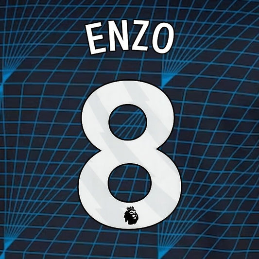 2023 2024 OFFICIAL CHELSEA ENZO 8 WHITE AWAY PLAYER SIZE NAMESET