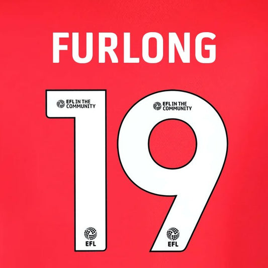 25 26  IPSWITCH TOWN FURLONG 19 OFFICIAL WHITE AWAY PLAYER SIZE NAME SET 230MM