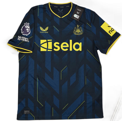 BNWT NEWCASTLE UNITED CASTORE AWAY 2023 2024 ISAK 14 + PATCHES SHIRT MENS LARGE